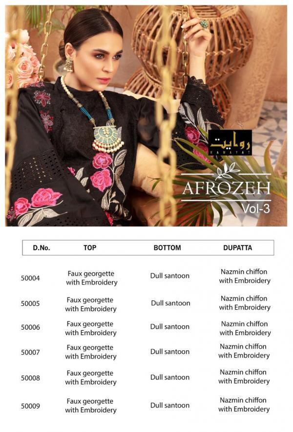 Rawayat Afrozeh 3 Designer Georgette Embroidery Pakistani Salwar 